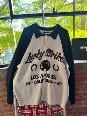 PacSun Two-Tone Knit Button Cardigan - Black & Light Gray